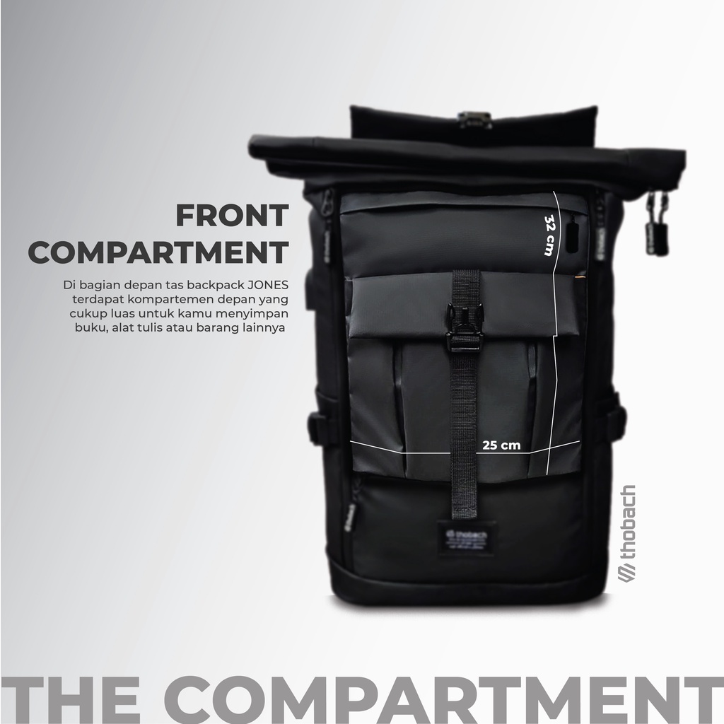 THOBACH-BACKPACK WATERPROOF JONES TAS MULTIFUNGSI PRIA WANITA TAS SEKOLAH TAS KANTOR TAS TRAVELING