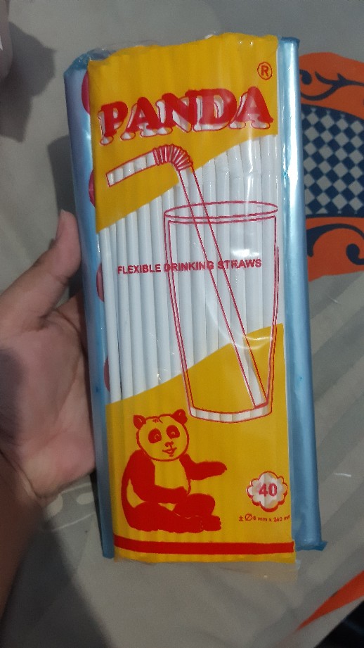 Sedotan Putih Bengkok Cap Panda