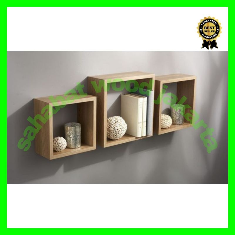 Rak kotak kayu Ambalan kotak Rak dinding Rak minimalis Rak kaktus