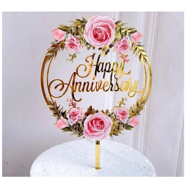 Anniversary Wedding Acrylic Topper Cake / Hiasan Kue Hari Jadi Pernikahan