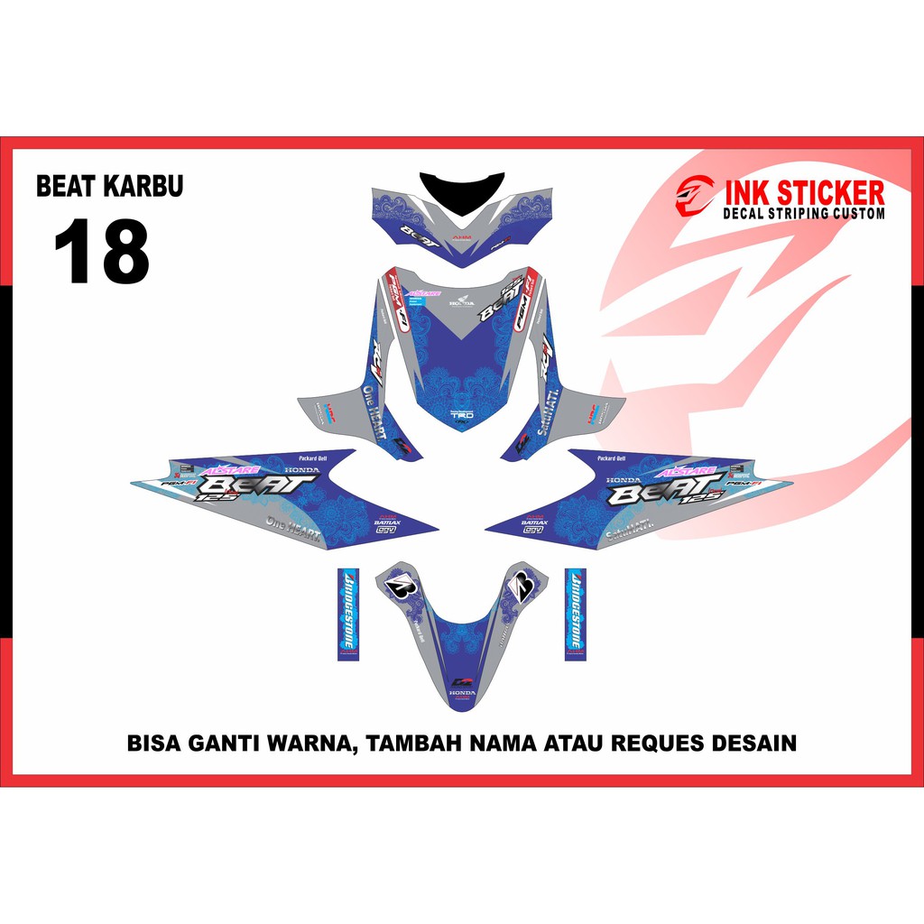 Sticker Decal BEAT KARBU 18 motif Biru