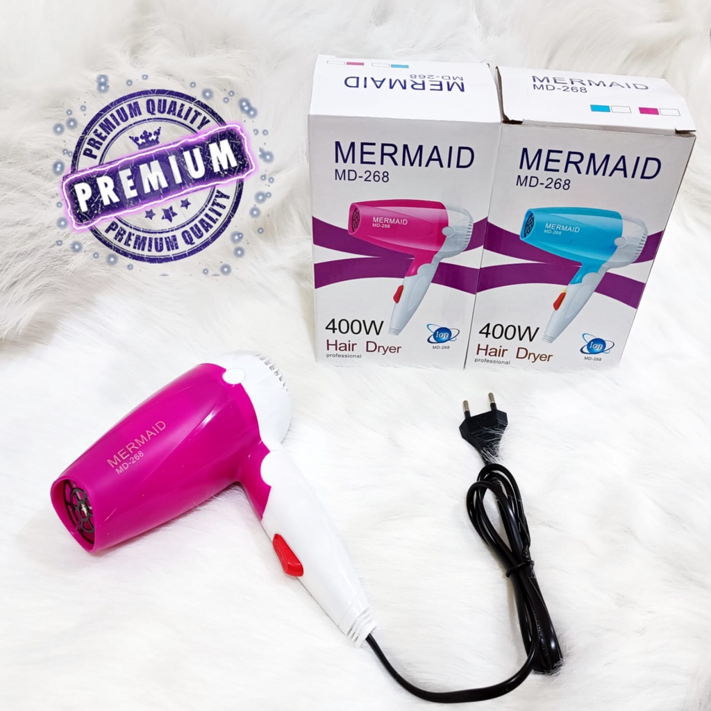 Hair Dryer Pengering Rambut Mini Lipat Mermaid MD-268 ORI