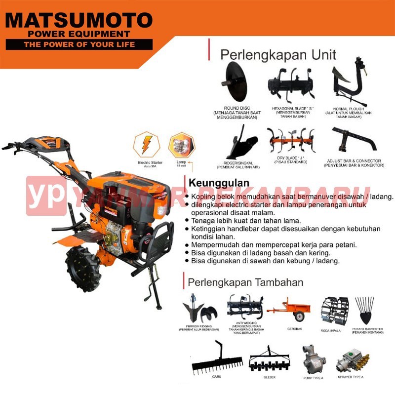 Mesin Bajak / Traktor Tangan / Mini Tiller MATSUMOTO MTM 1390 DEX