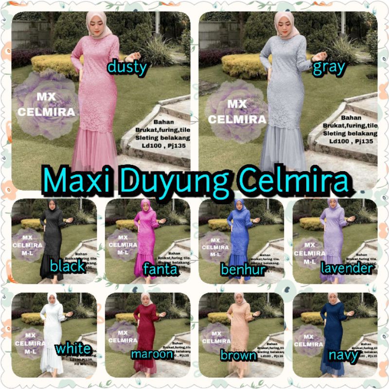 Pakaian Kondangan Longdress Brukat Wanita Maxi Duyung Celmira