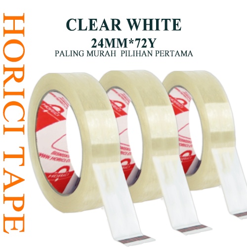 HORICI TAPE 12mm*72yard dan 24mm*72yard Lakban / Solatip super clear Isolasi atk super clear transparan