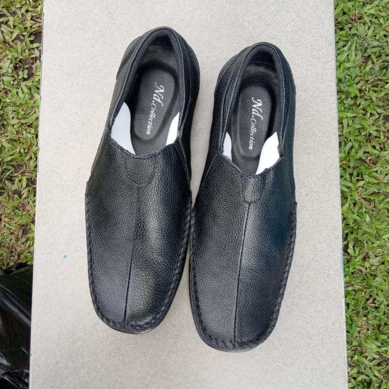 Sepatu pria fantopel slip on kulit sapi asli berkualitas ND_black