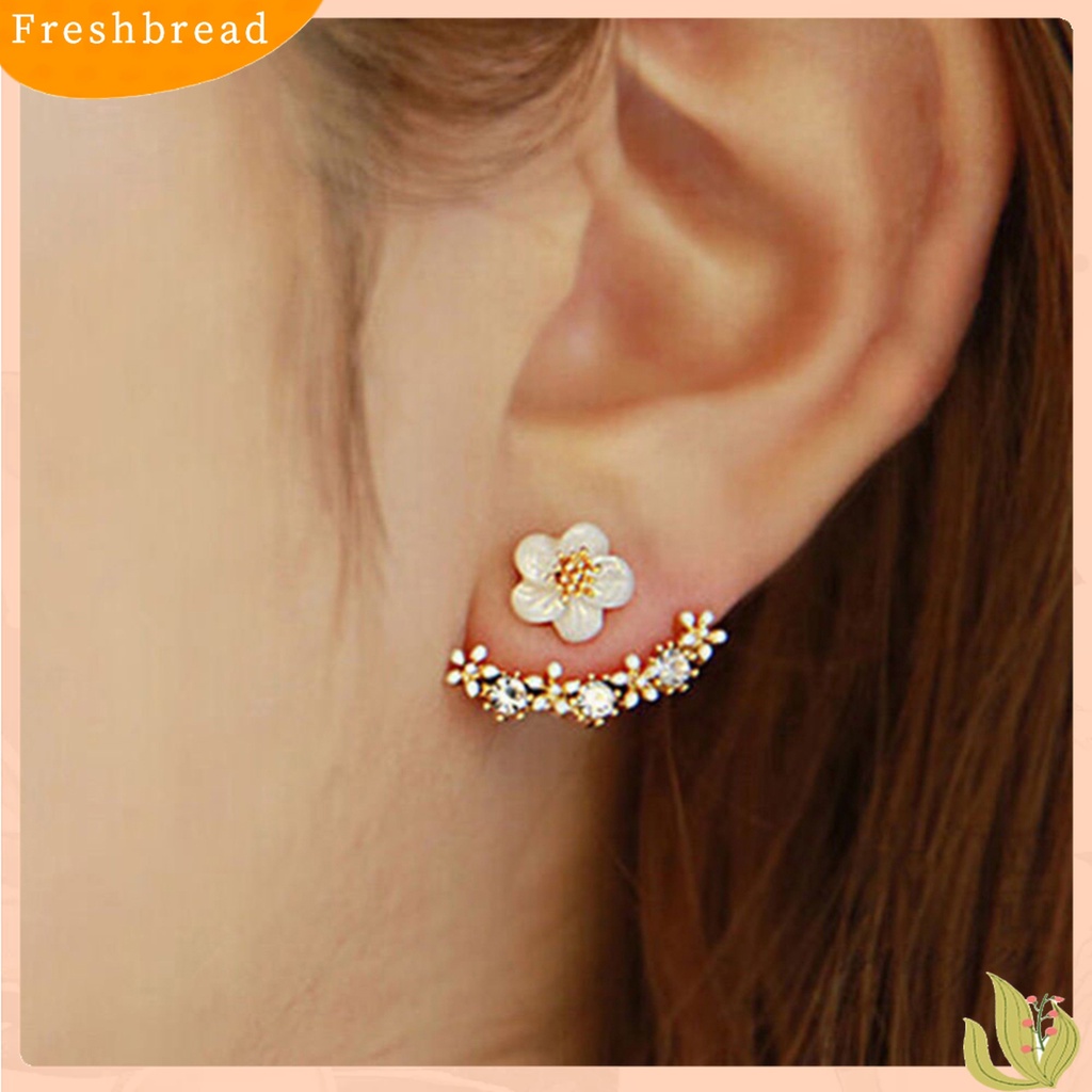 [Fresh] Anting Tusuk Motif Bunga Daisy Hias Berlian Imitasi Berkilau untuk Wanita