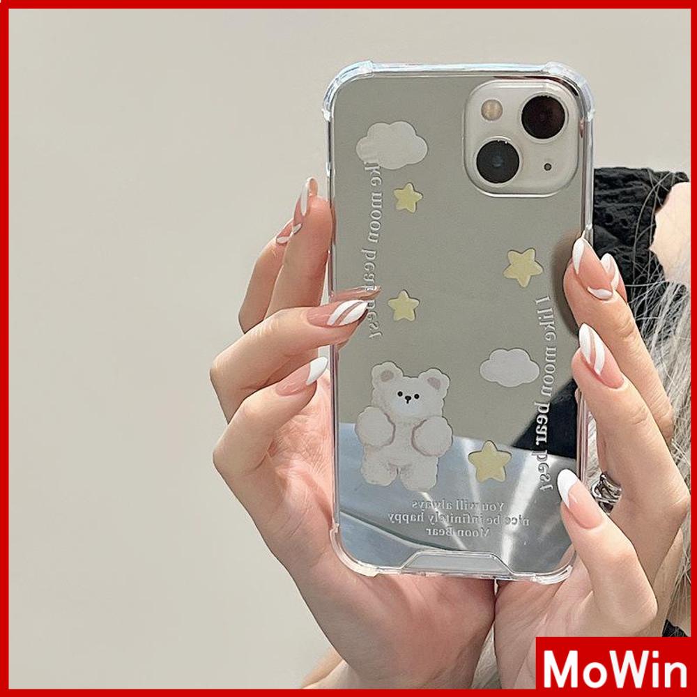 iPhone Case Acrylic Mirror Airbag Shockproof Protection Camera Cloud Cute Bear Compatible with iPhone 11 iPhone 13 Pro Max iPhone 12 Pro Max iPhone 7 Plus iPhone xr