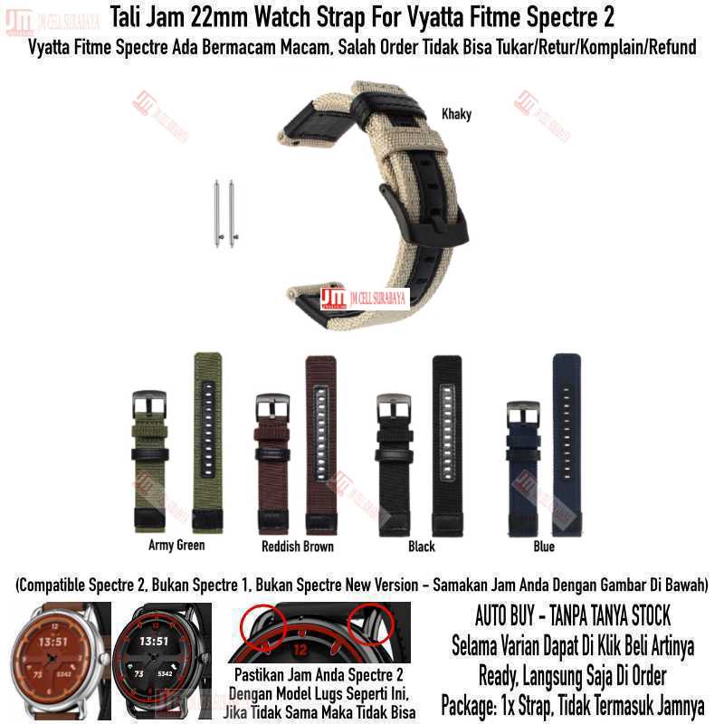 Woven Watch Strap Vyatta FitMe Spectre Gen 2 - Tali Jam Tangan 22mm Nylon Black Buckle