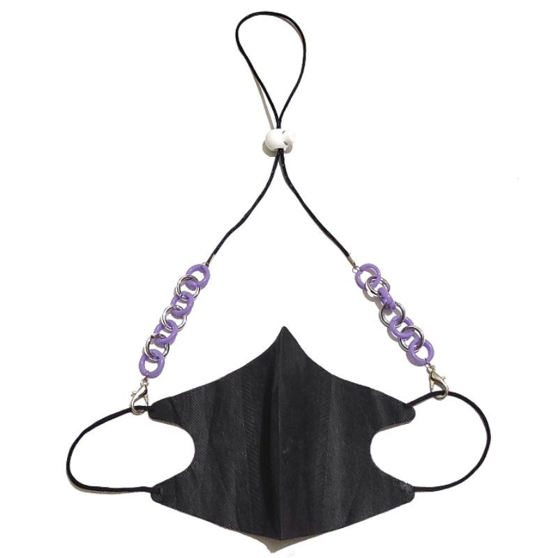 2 in 1 Kalung Strap Mask + Connector Masker Hijab Gratis Stopper Denise Acrilic Chain &amp; Link Rantai