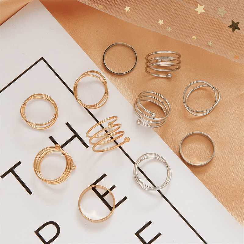 6Pcs Cincin Retro Bahan Stainless Steel Untuk Hadiah Aksesoris Fashion