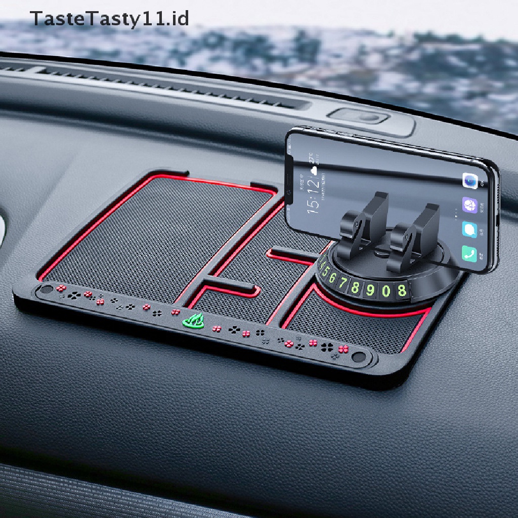 (TasteTasty) 4 In 1 Matras Silikon Lengket Anti Slip Holder Handphone Untuk Dashboard Mobil