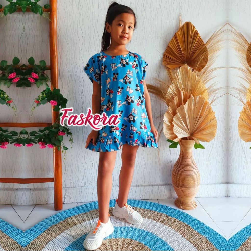 Dress Anak Perempuan 7 8 9 Tahun Dress Bali Anak anak Dress Rayon Anak Murah Mickey Mouse