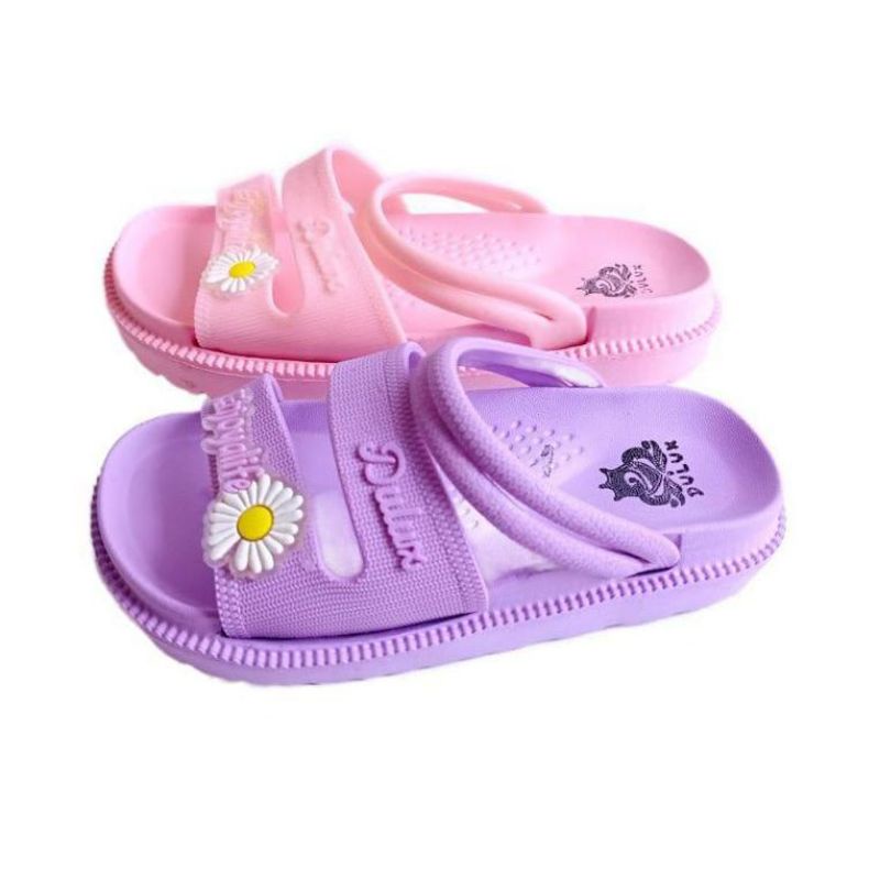 Sandal slop Dulux wanita bahan jelly motif bunga lucu 24-40