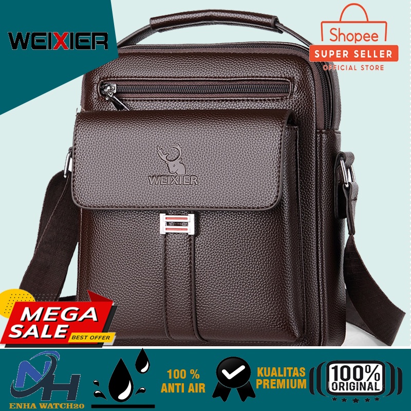 Tas Slempang Import Water Resistance Tas Keren WEIXIER D244 Tas Selempang Pria Kulit Sling Bag Anti 