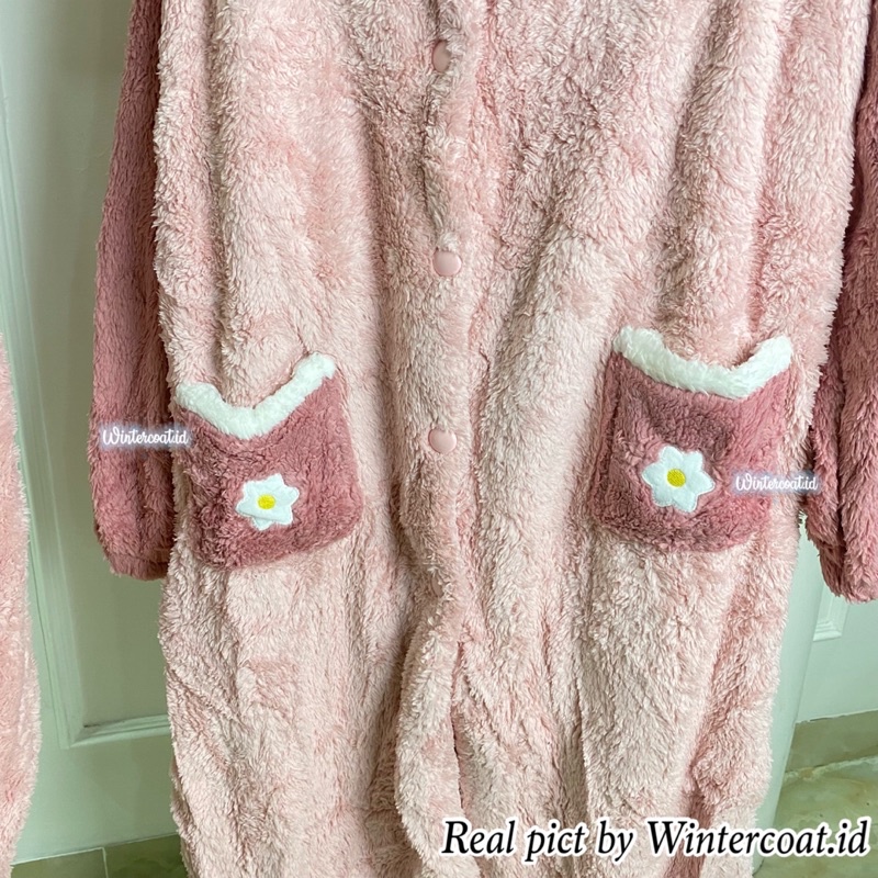 Pajamas set import korea piyama wanita oversized baju tidur big size onesie pink duck bow jumbo hangat winter