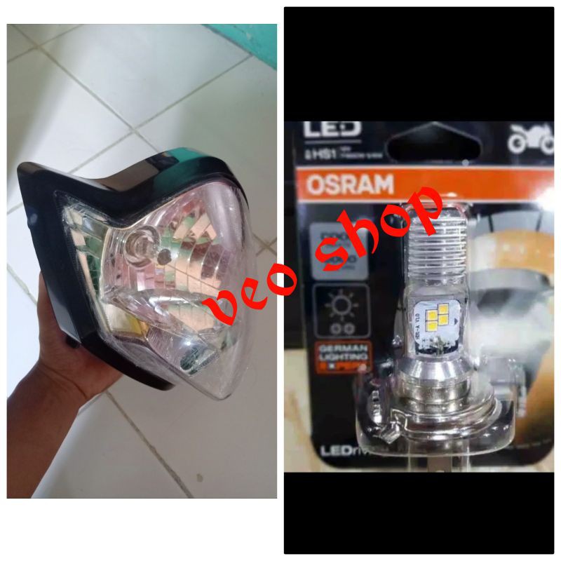 paketan Vixion 2010 2011 2012 reflektor / lampu depan Vixion old lama + lampu LED OSRAM