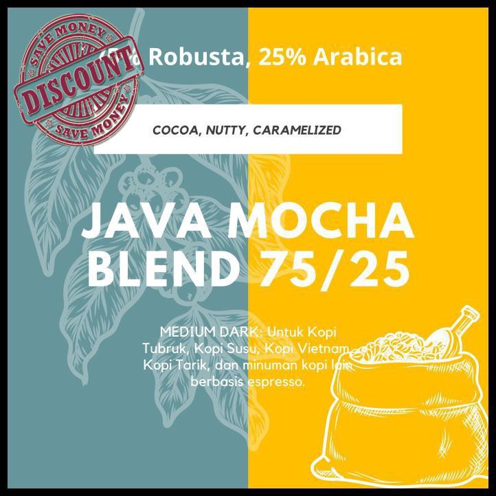 

1Kg Biji Kopi Blend Espresso 75/25 Java Mocha - Robusta Arabika 1 Kg - Medium Dark New