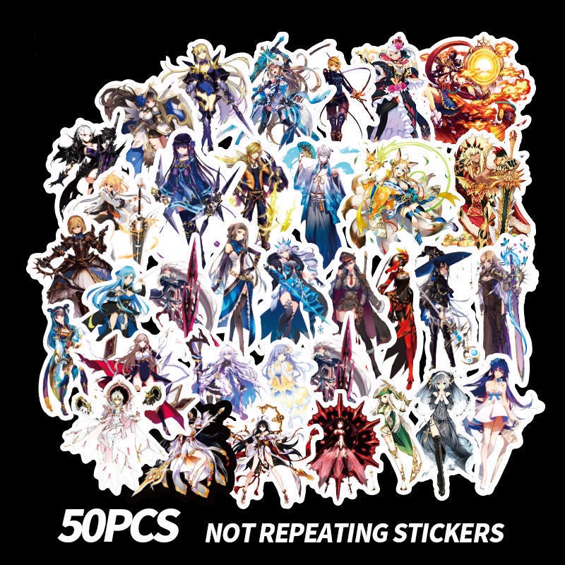 50 buah Date A Live bagasi stiker romantis ponsel laptop dekoratif kartu Tong besar stiker koper sti