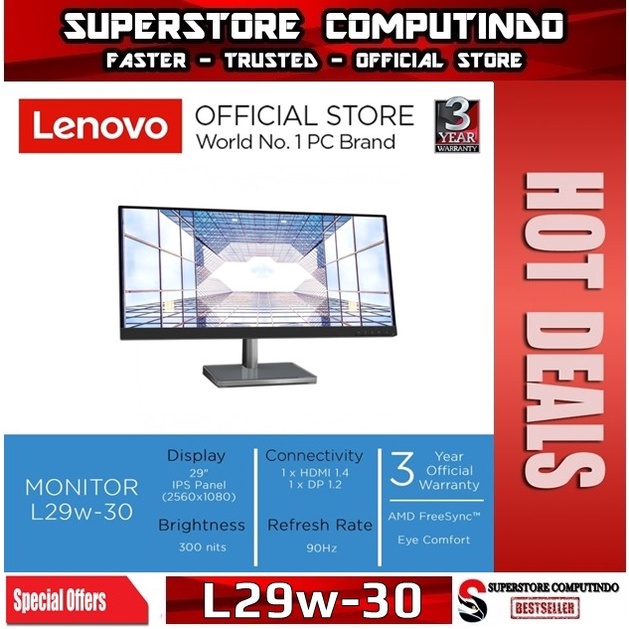 Monitor LED Lenovo L29w-30 29&quot; WFHD IPS HDMI DP 90Hz