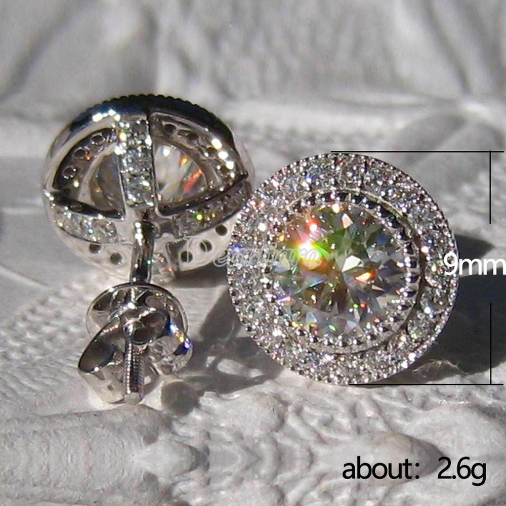 New Style Earrings Women Inlaid Super Flash Round Zircon Full Diamond Earrings