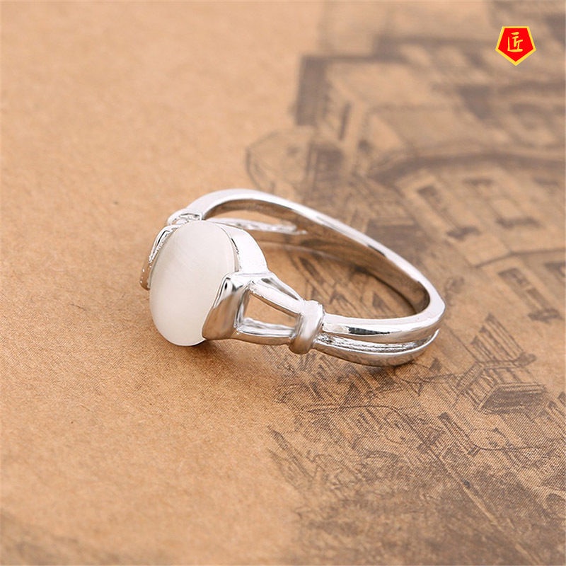 [Ready Stock]Women's 925 Silver Moonstone Ring Elegant Temperament