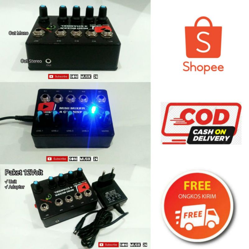 Mini mixer 4 channel (musik instrument)
