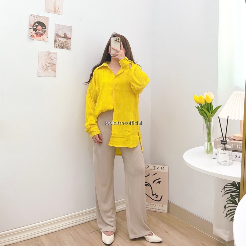 lookatmeofficial • Momo Shirt - Atasan Kemeja Oversize Wanita - Kemeja Kasual Blouse