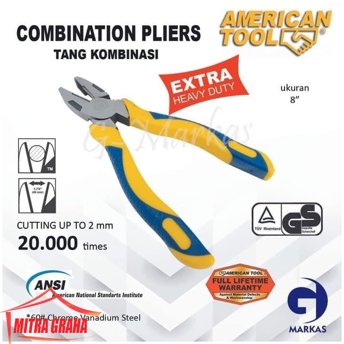 Tang Kombinasi 8 Inch Extra Heavy Duty American Tool 8958309 Mgj