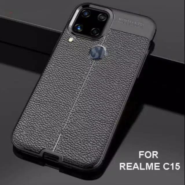 Auto Fokus Realme C15 6.5 inchi Leather Soft Case REALME C15 AUTOFOCUS Motif Kulit Jeruk