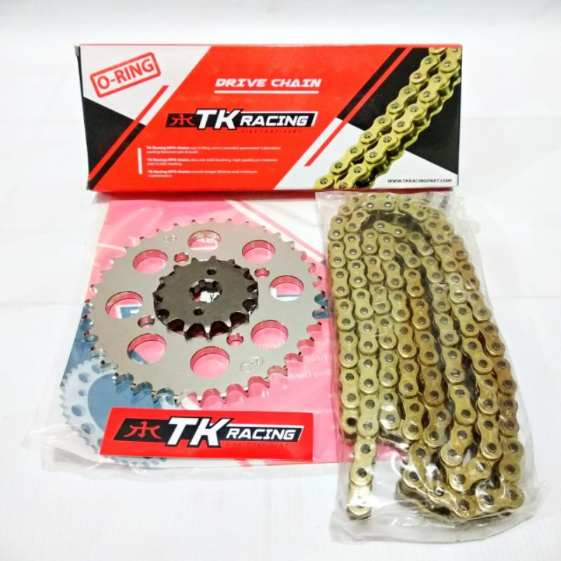 Gear Set TK Racing (428) RX King / Jupiter Z / MX Old New / Vega R + Rantai O-RING TK Racing Sealed
