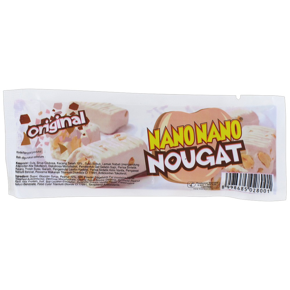 Original Konimex Nano Nano Nougat Permen Susu Kacang - 3 sachet rasa Original Kunyah Terus Pantang