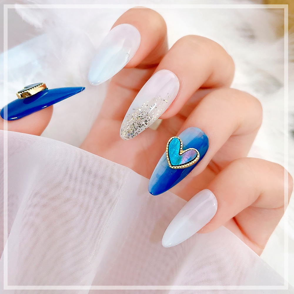 Mxbeauty 10pcs Ornamen Berlian Imitasi Bentuk Hati 3d Bahan Alloy Untuk Dekorasi Nail Art