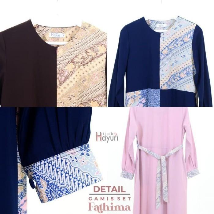 Gamis Kombinasi Batik &amp; Polos / Gamis Set Fathima By Hijab Hayuri
