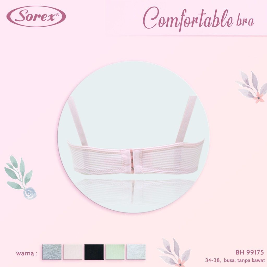 Sorex Bra 99175 / Pakaian Dalam - Bra ibu -BH WANITA/Sorex Bra Tanpa Kawat Busa Kait 3 Setara Cup B Comfortable Bra Harian BH 99175