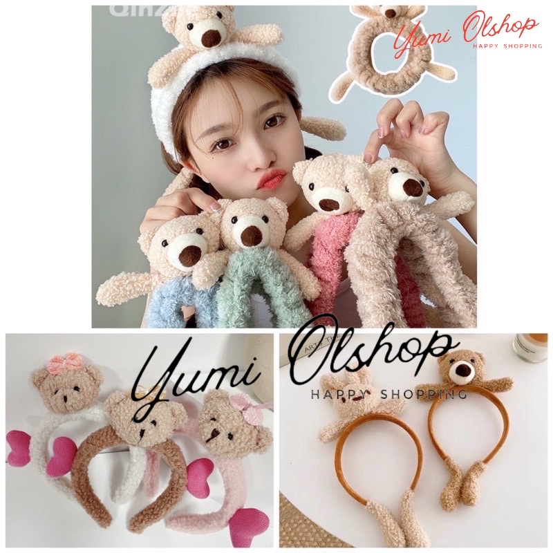 PREMIUM KOREAN FLUFFY BEAR HEADBAND / BANDANA BERUANG KOREA / BANDO MANDI / HEAD BAND / BANDANA EMPUK