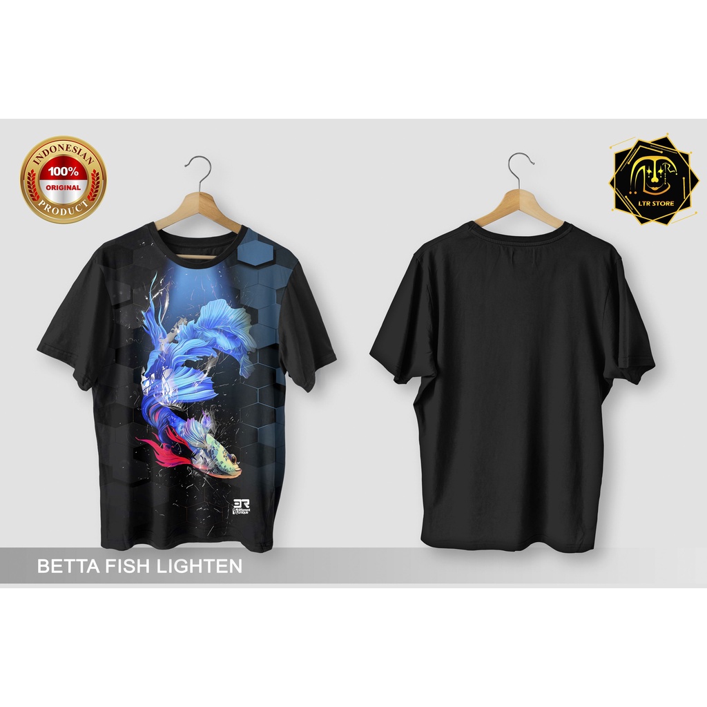[ BAYAR DI TEMPAT ] BAJU PRINTING GAMBAR IKAN CUPANG LIGHTEN -  KAOS DISTRO ORIGINAL GAMBAR HEWAN HI