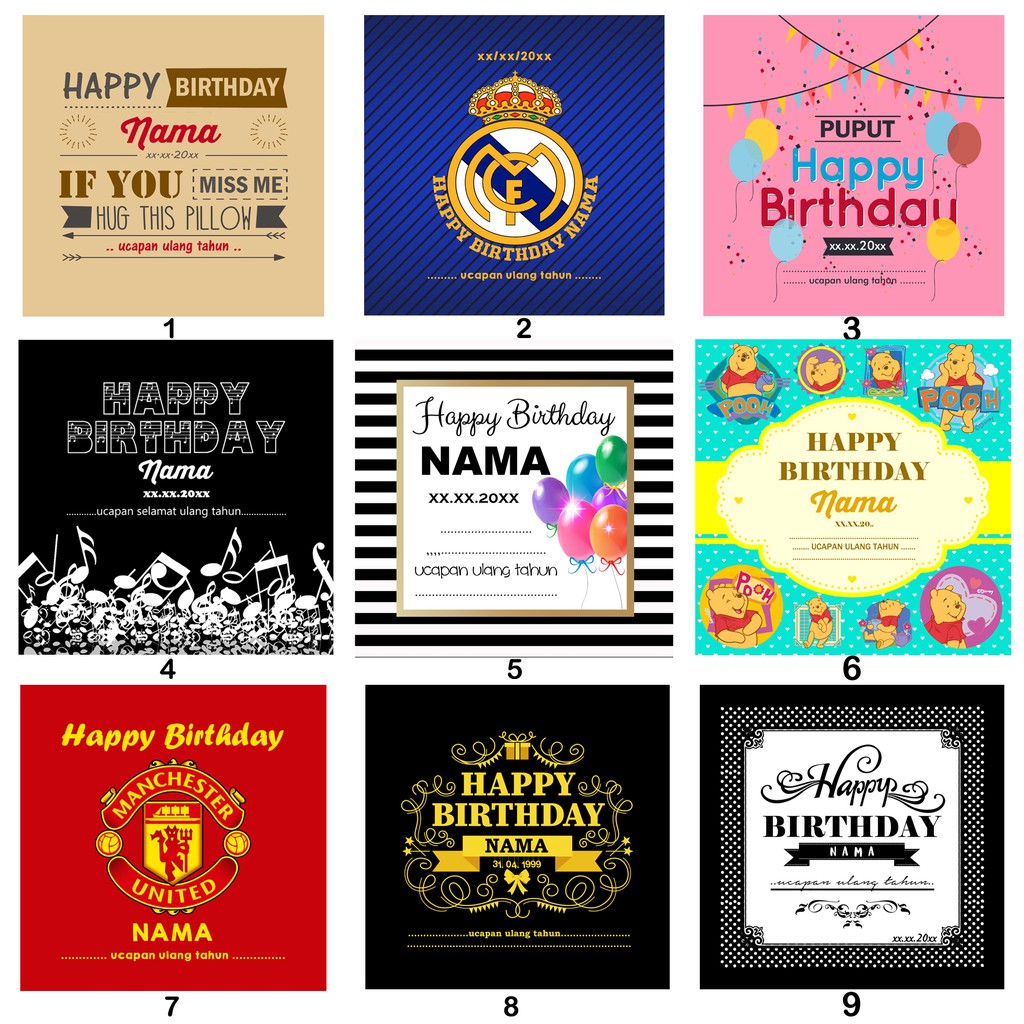 (Custom Nama) Bantal Kado Hadiah Ulang Tahun Ukuran 30 x 30 atau 40x40