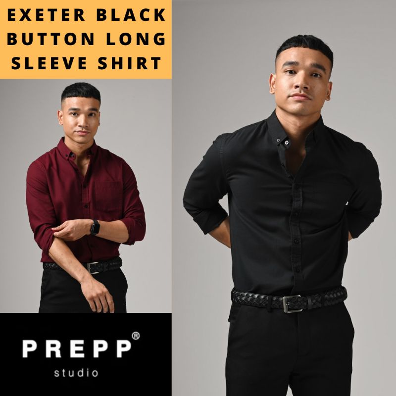 Preppstudio EXETER BLACK BUTTON LONG SLEEVE SHIRT By PREPPSTUDIO