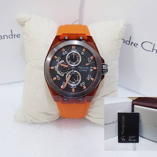 ALEXANDRE CHRISTIE AC 6546 GREY ORANGE JAM TANGAN PRIA ORIGINAL