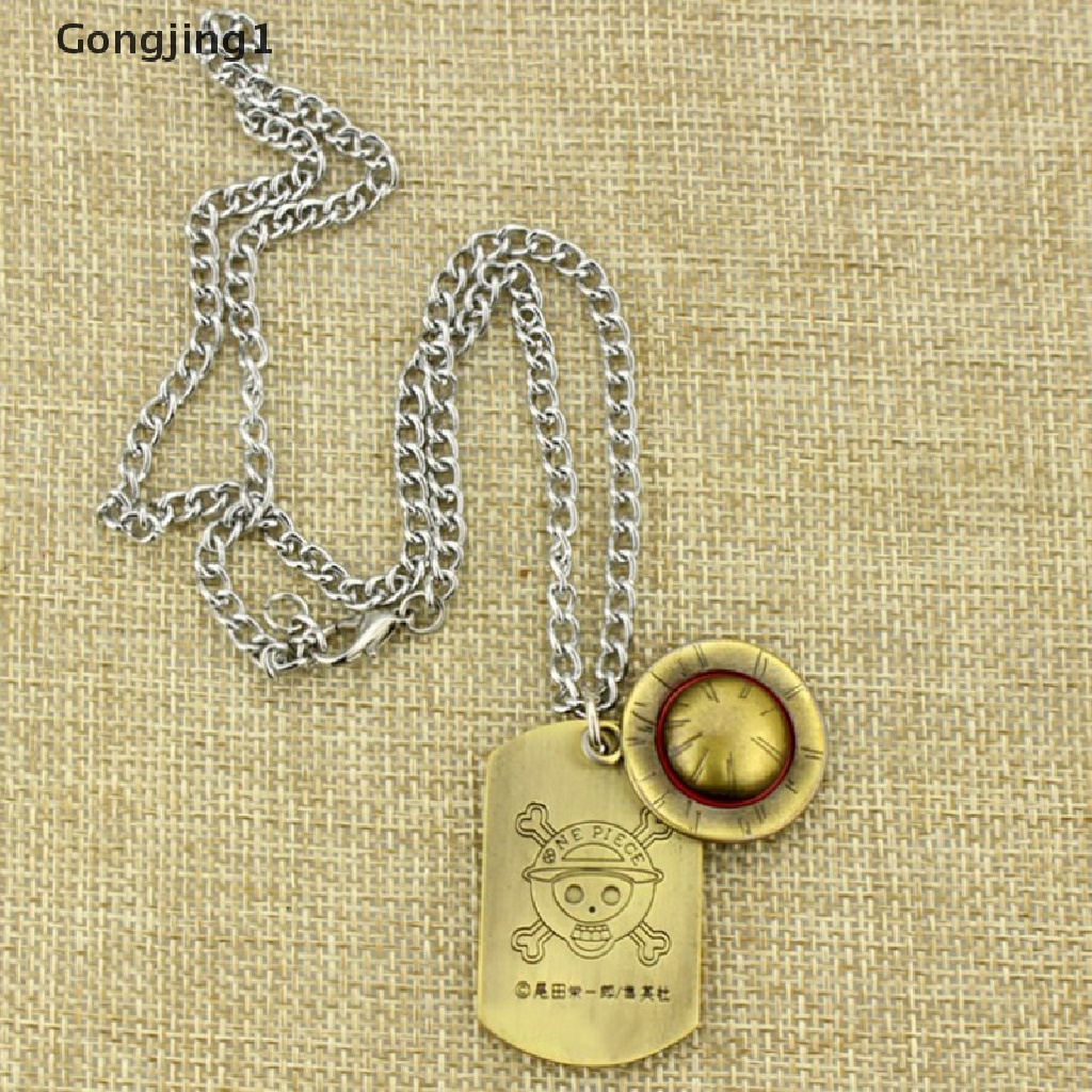 Gongjing1 1pc Kalung Rantai Dengan Liontin Logo Anime One Piece Luffy Topi Jerami