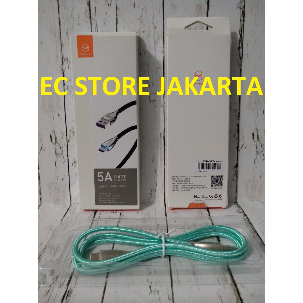 Kabel Huawei Super Charging McDodo Type C Data Cable 5A 1M Blue