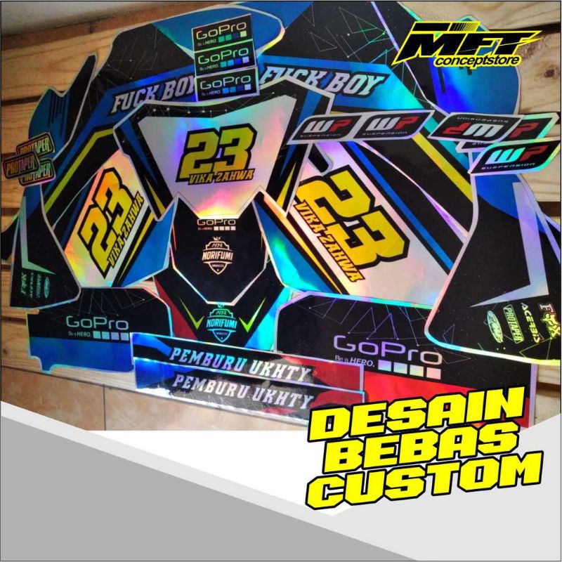 Decal sticker dekal motor KLX dtracker KLX BF hologram crome pelangi