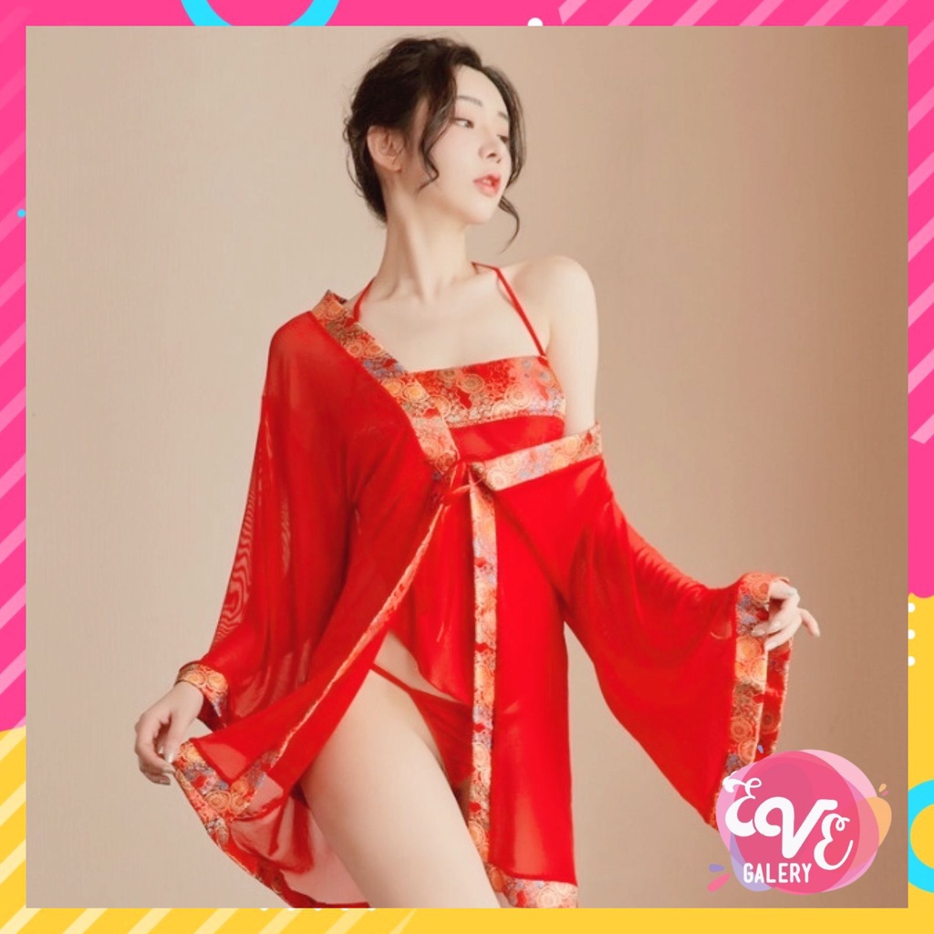 Ɛѵҽ Lingerie Seksi Wanita Renda kimono Seksi Jepang Motif Bunga Babydoll 1274