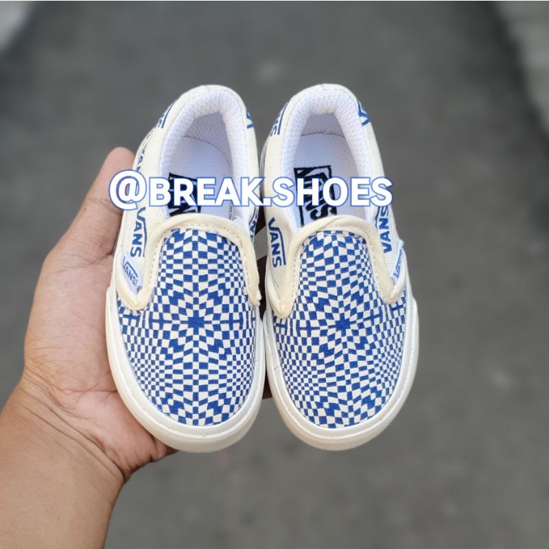 Sepatu anak slip on checkerboard optical sneakers anak kekinian