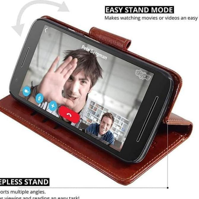 LEATHER FLIP COVER WALLET VIVO Y69 KULIT CASE CASING - MAROON