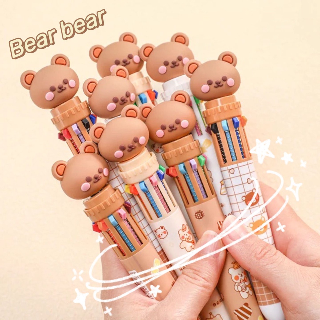 

[HARU] Pulpen Bear 10 Warna Bentuk Beruang Lucu Untuk Pelajar Colored Ballpen Rollerball