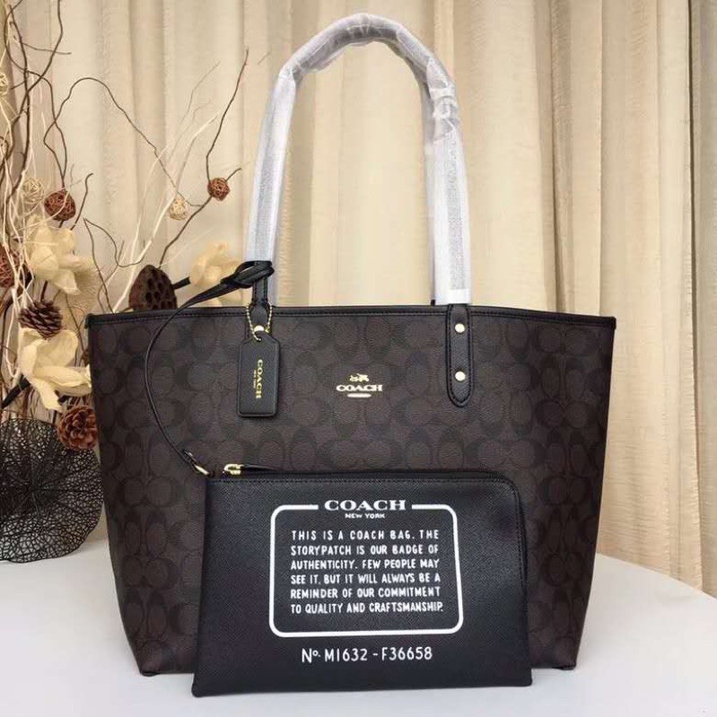 COACH Tote Bag Signature Reversible Tote in BLACK -100% Original