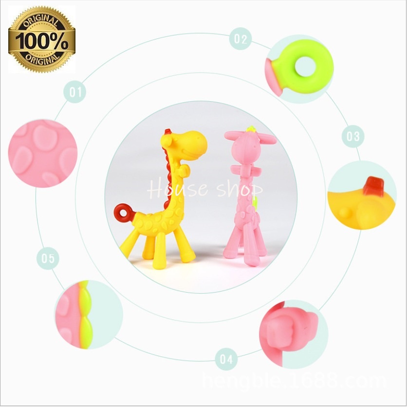 HS-0028 Mainan Gigitan Bayi Model Jerapah - Teether Giraffe - Gigitan Jerapah BPA FREE