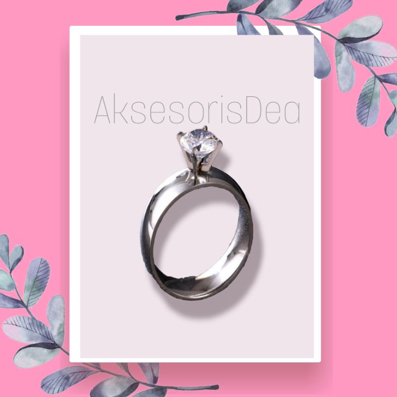 CINCIN WANITA TITANIUM PERMATA KRISTAL / CINCIN TITANIUM PERMATA / CINCIN